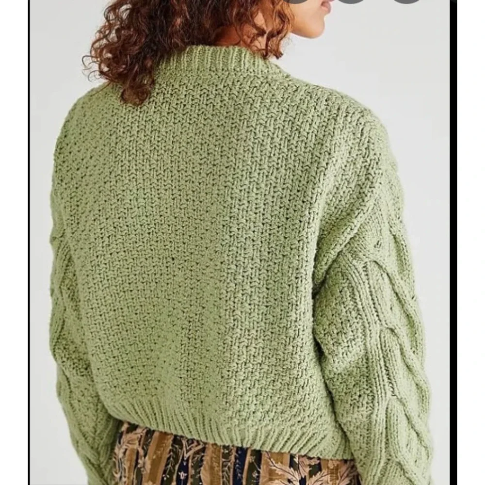 Free People Bonfire Cardi Sweater XL Green New - Picture 6 of 6